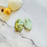 Large Light Yellow Oval Crescent Lake Variscite, Set of 2 Background