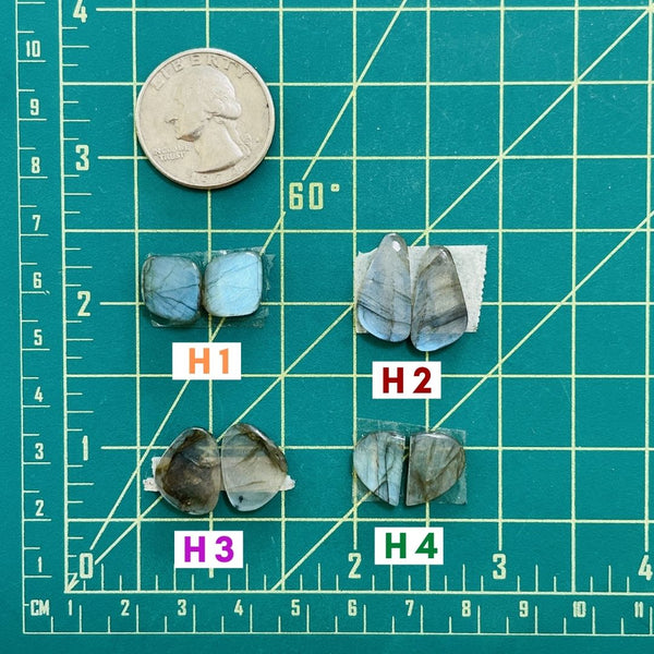 4. Medium Half Moon Labradorite, Set of 2 - 123123