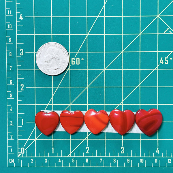 Medium Red Heart Rosarita, Set of 5 Dimensions