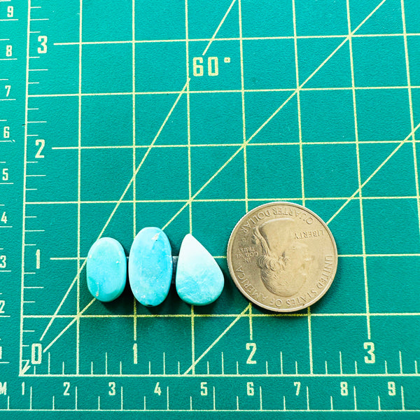 Small Sky Blue Freeform Sleeping Beauty Turquoise, Set of 3 Dimensions