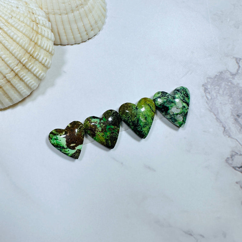 Small Mint Green Heart Yungai Turquoise, Set of 4 Background