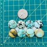 Medium Mixed Round Mixed Turquoise, Set of 8 Dimensions