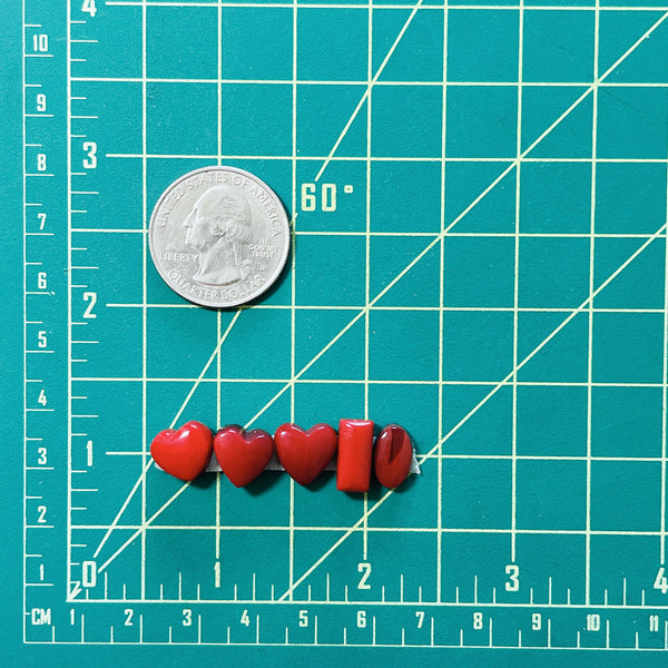 Small Red Mixed Rosarita, Set of 5 Dimensions