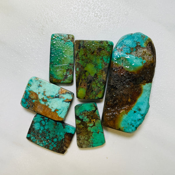 Turquoise Rough Slabs Rough Stones - Natural Treasure Mountain Turquoise Slabs – Turquoise Moose