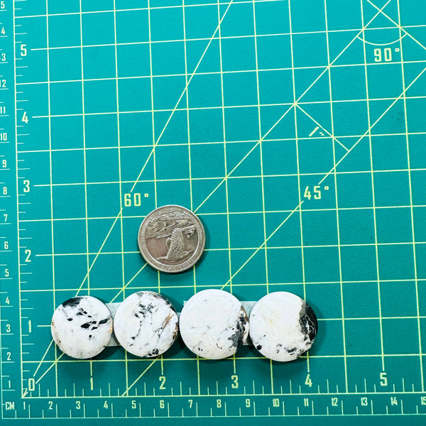 Medium White Round White Buffalo Dolomite, Set of 4 Dimensions