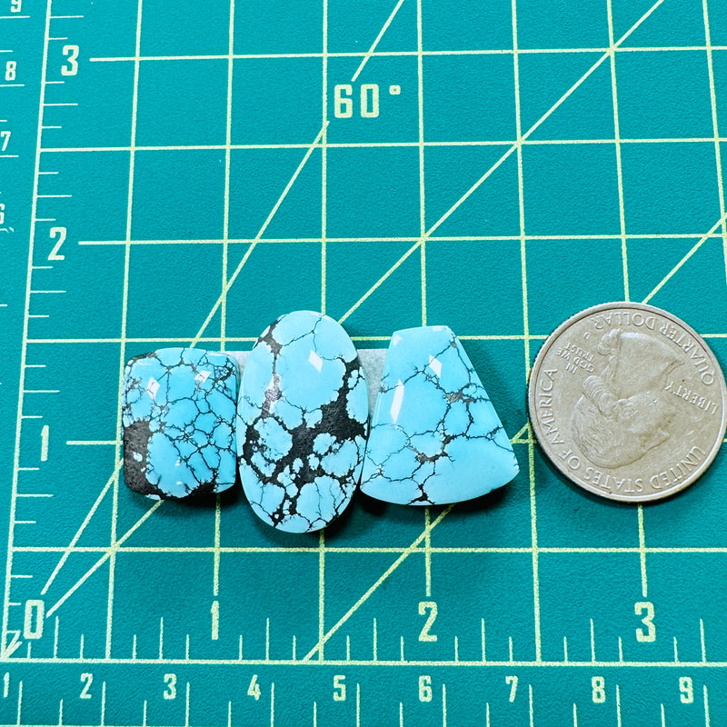 Large Sky Blue Mixed Yungai Turquoise, Set of 3 Dimensions
