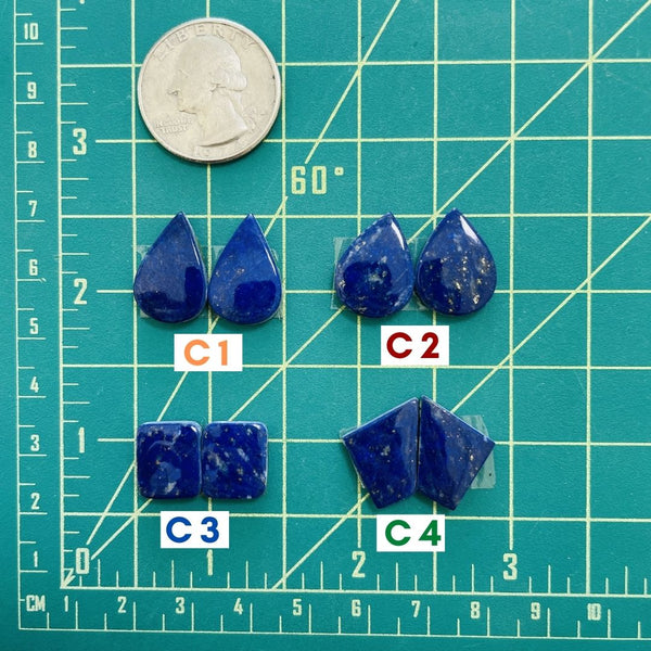 1. Medium Teardrop Lapis Lazuli, Set of 2 - 121223