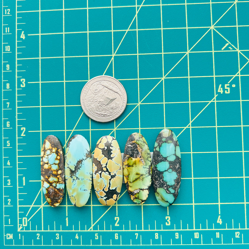 Large Mixed Oval Mixed Turquoise, Set of 5 Dimensions