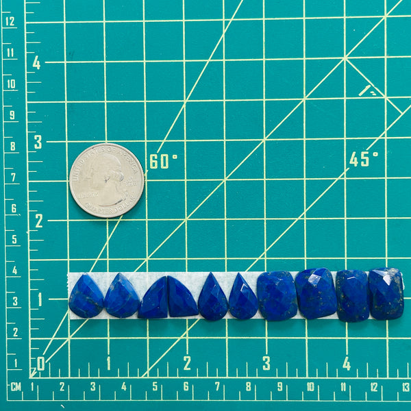 Small Deep Blue Mixed Lapis Lazuli, Set of 10 Dimensions