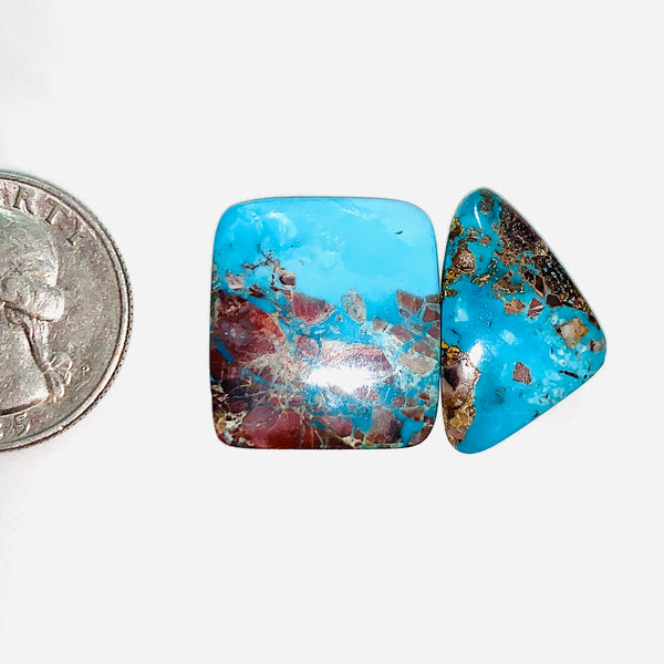 Large Sky Blue Mixed Bisbee Turquoise, Set of 2 Dimensions