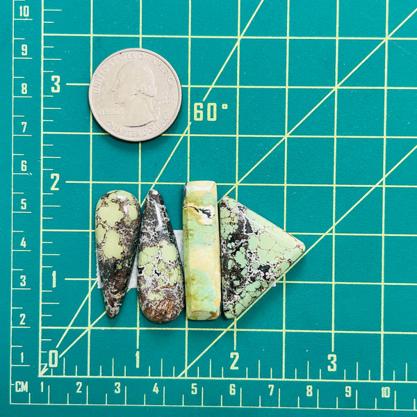 Medium Mint Green Mixed Crescent Lake Variscite, Set of 4 Dimensions