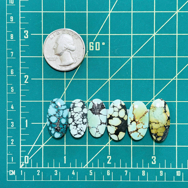 Medium Mixed Oval Mixed Turquoise, Set of 6 Dimensions