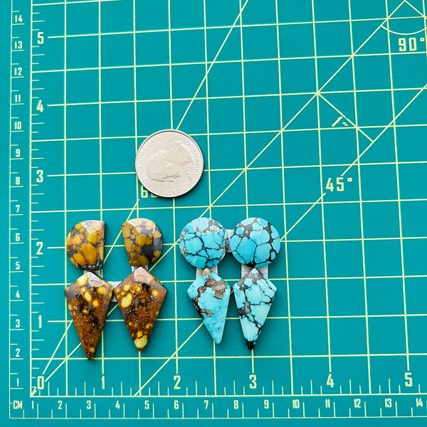 Large Mixed Mixed Mixed Turquoise, Set of 8 Dimensions