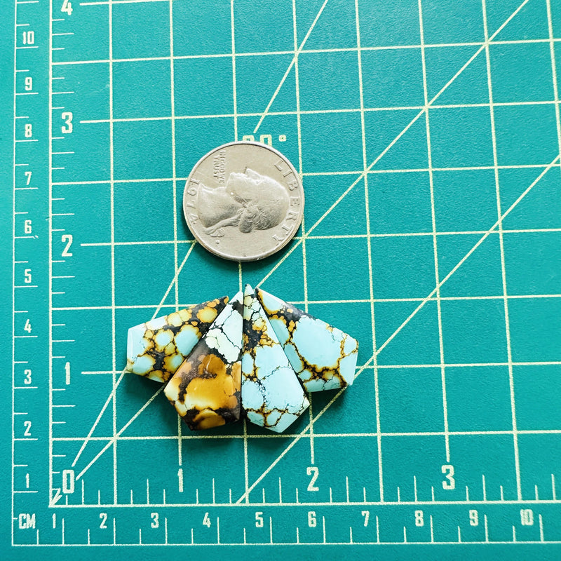 Large Mixed Shield Mixed Turquoise, Set of 4 Dimensions