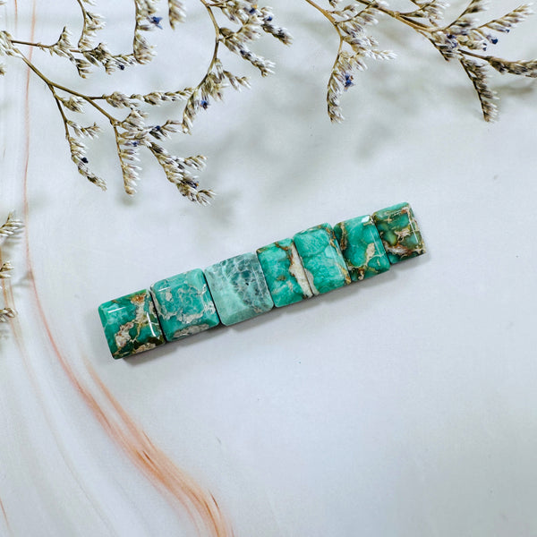 Small Mint Green Bar Broken Arrow Variscite, Set of 7 Background