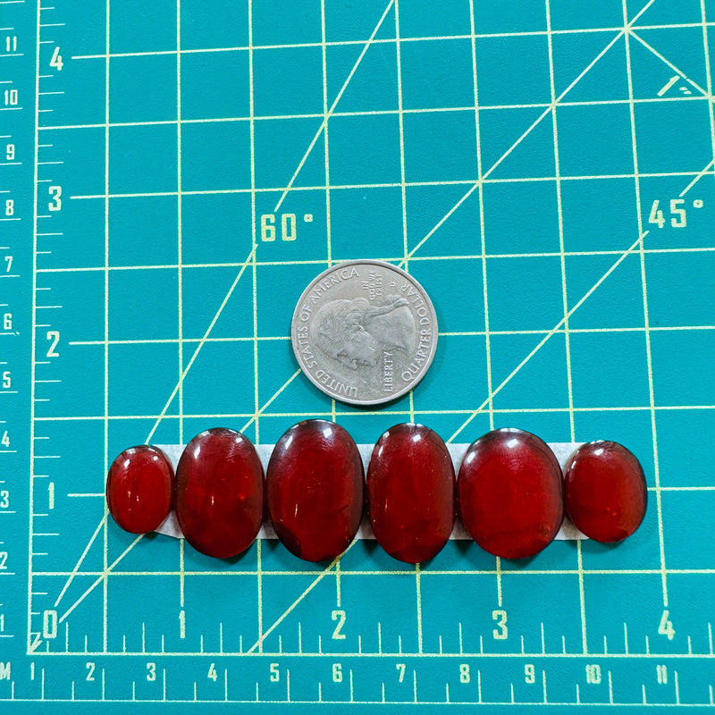 Medium Red Oval Rosarita, Set of 6 Dimensions