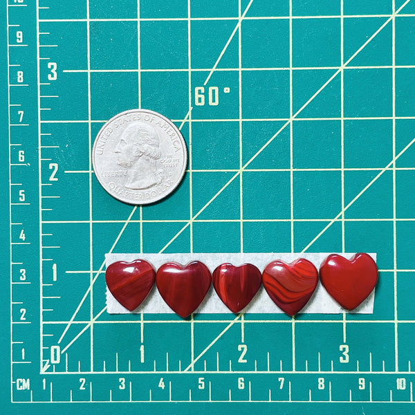 Small Red Heart Rosarita, Set of 5 Dimensions