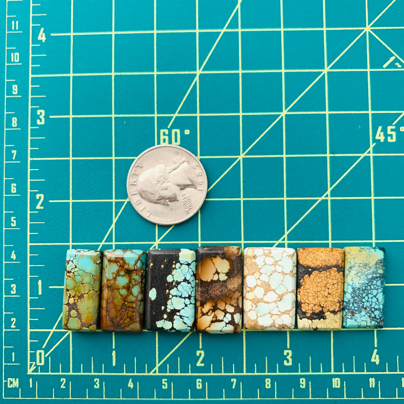 Medium Mixed Bar Mixed Turquoise, Set of 7 Dimensions