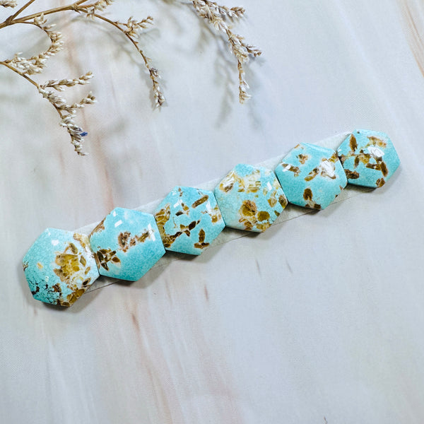 Medium Sky Blue Hexagon Sand Hill Turquoise, Set of 6 Background
