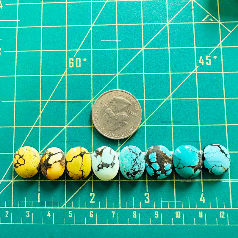 Small Mixed Oval Mixed Turquoise, Set of 8 Dimensions