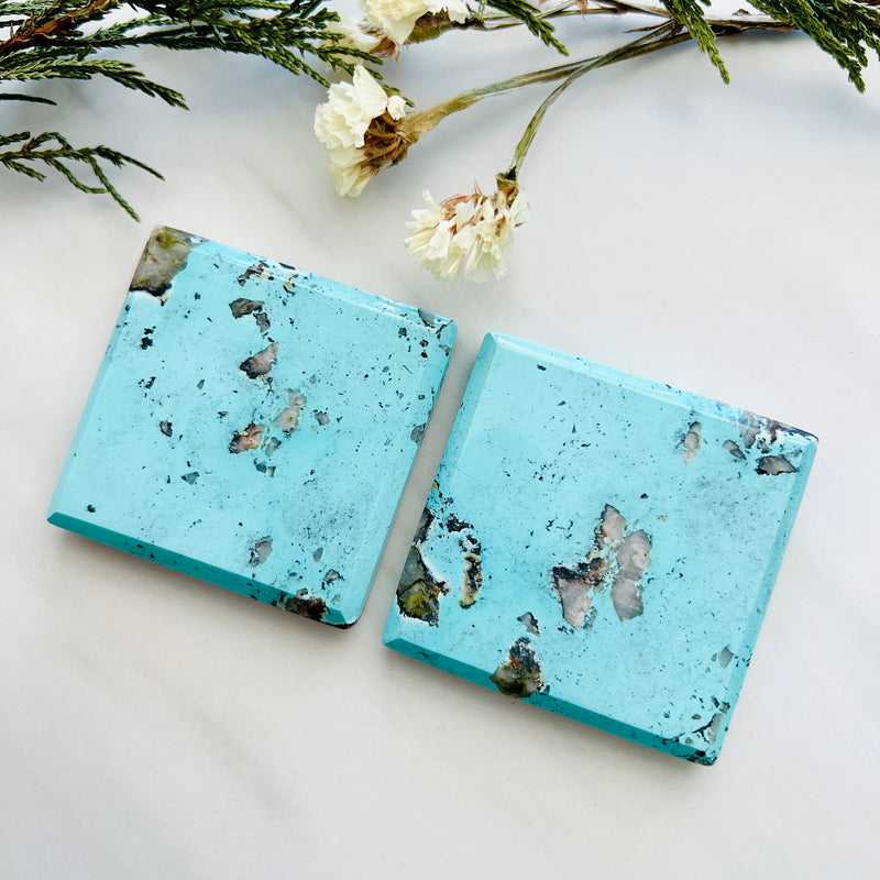 L49 x W49 x H8 Sky Blue Square Yungai Turquoise, Set of 2 Background