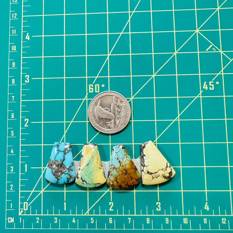 Medium Mixed Petal Mixed Turquoise, Set of 4 Dimensions
