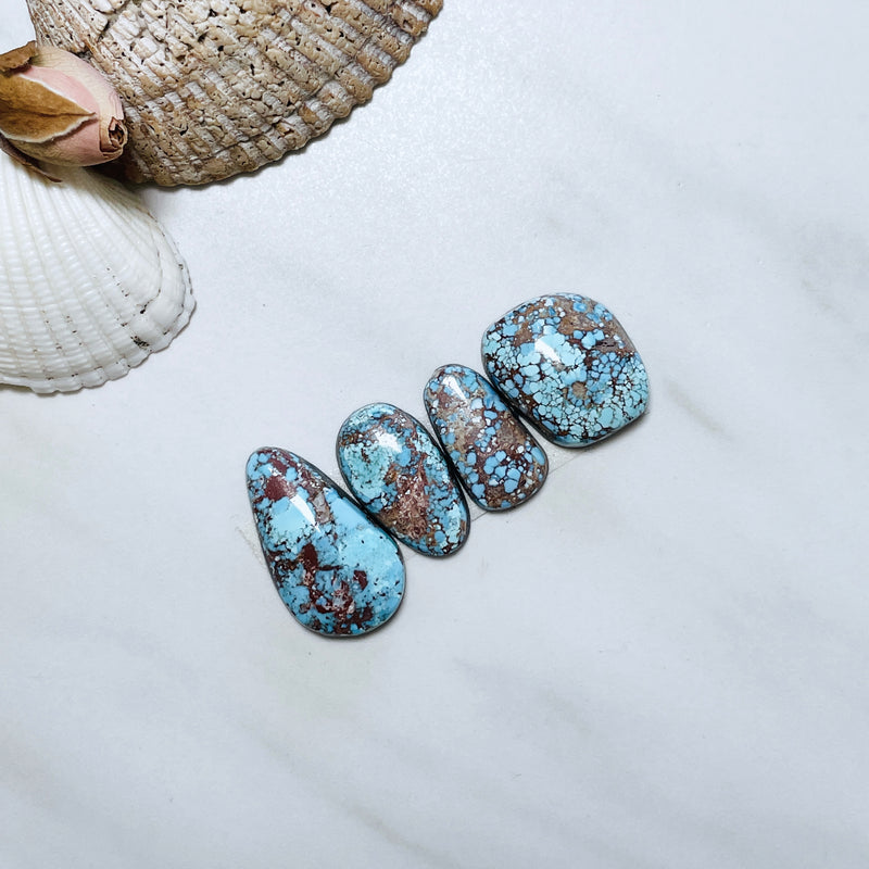 Large Sky Blue Mixed Golden Hills Turquoise, Set of 4 Background