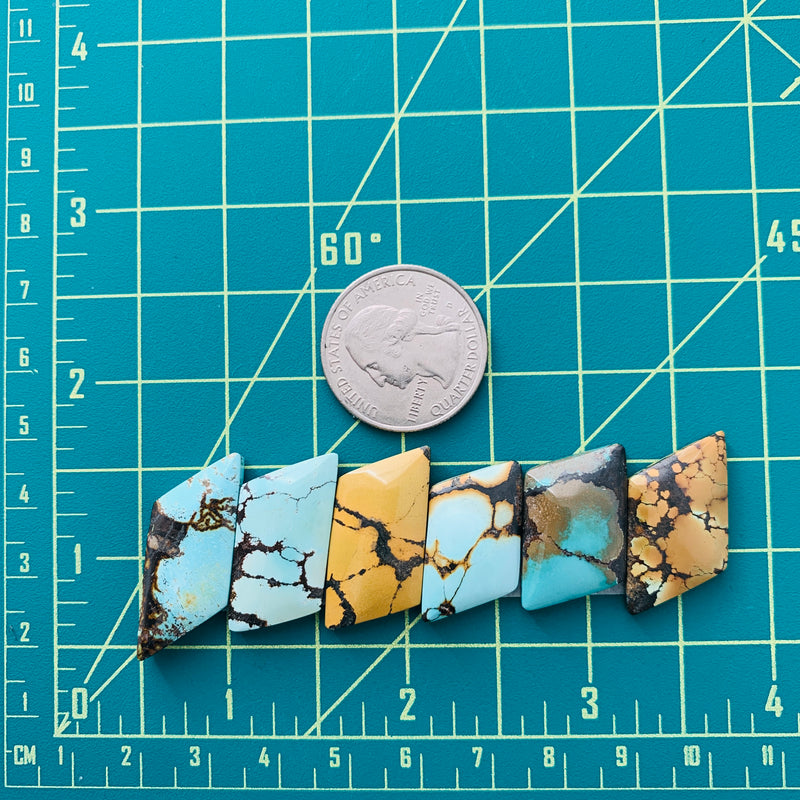 Mixed Mixed Freeform Mixed Turquoise, Set of 6 Dimensions