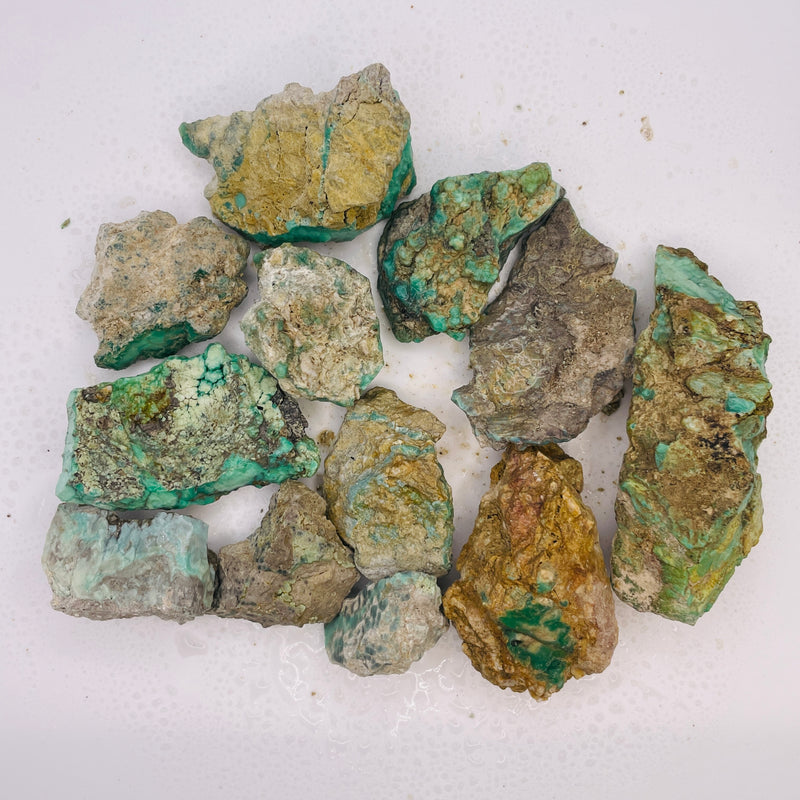 Lime Green Rough Natural Broken Arrow Variscite Chunks Background
