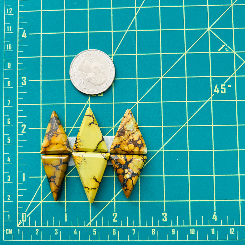Medium Royal Orange Triangle Treasure Mountain Turquoise, Set of 6 Dimensions