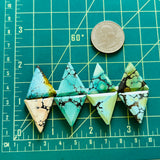 Large Mixed Triangle Mixed Turquoise, Set of 8 Dimensions
