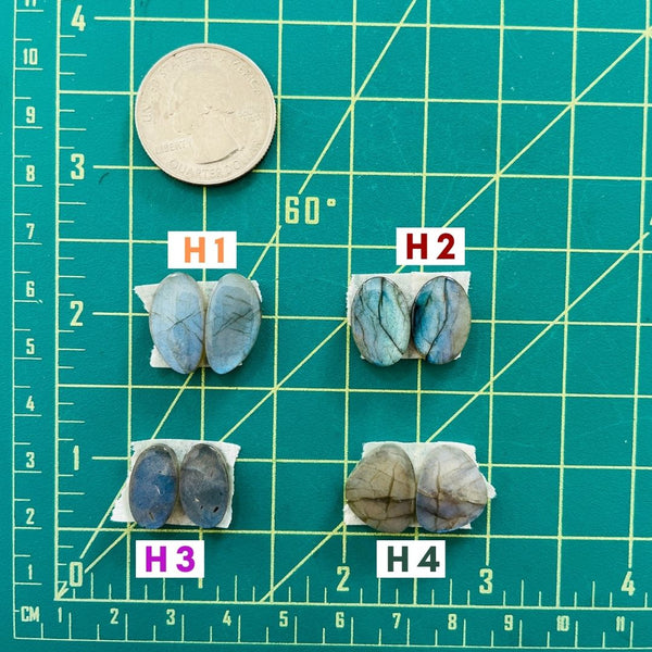 3. Small Oval Labradorite, Set of 2 - 041623