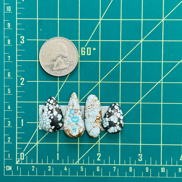 Medium Sky Blue Mixed Mixed Turquoise, Set of 4 Dimensions