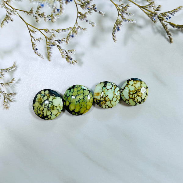 Medium Faint Green Round Bamboo Mountain Turquoise, Set of 4 Background