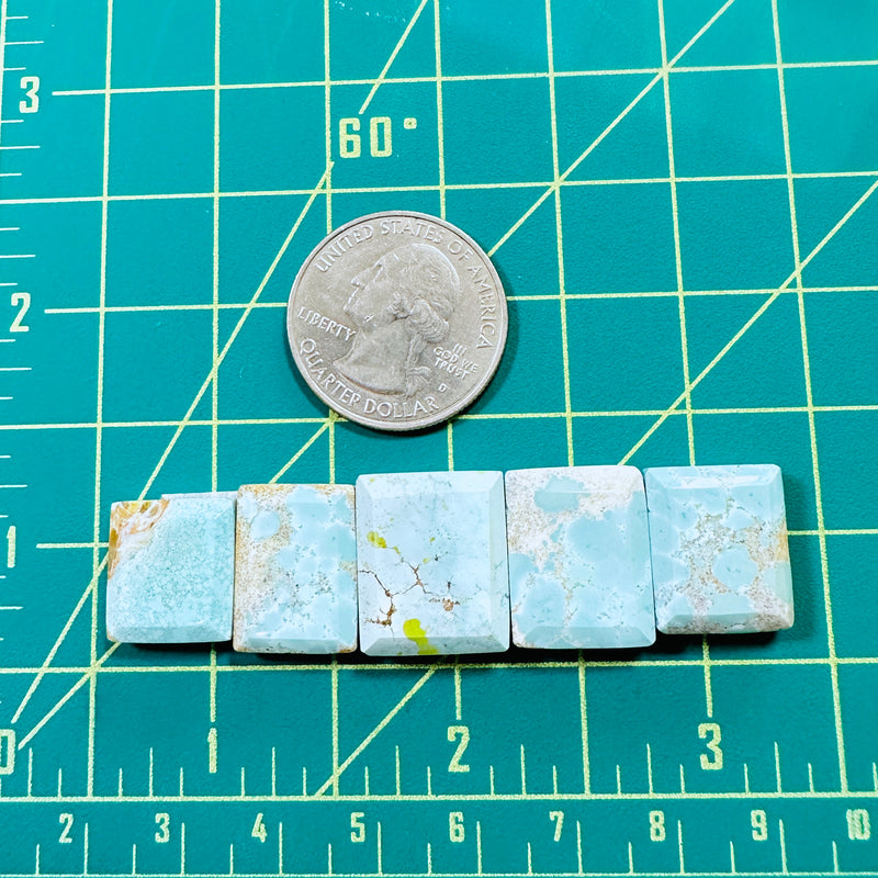 Medium Faint Blue Bar Sand Hill Turquoise, Set of 5 Dimensions