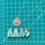Medium Mixed Trapezoid Mixed Turquoise, Set of 4 Dimensions