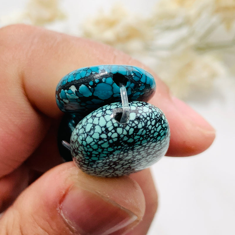 Medium Sky Blue Nugget Yungai Beads, Set of 3 Background