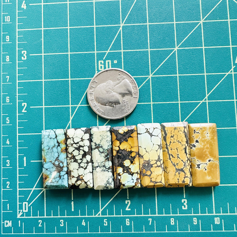 Large Mixed Bar Mixed Turquoise, Set of 7 Dimensions