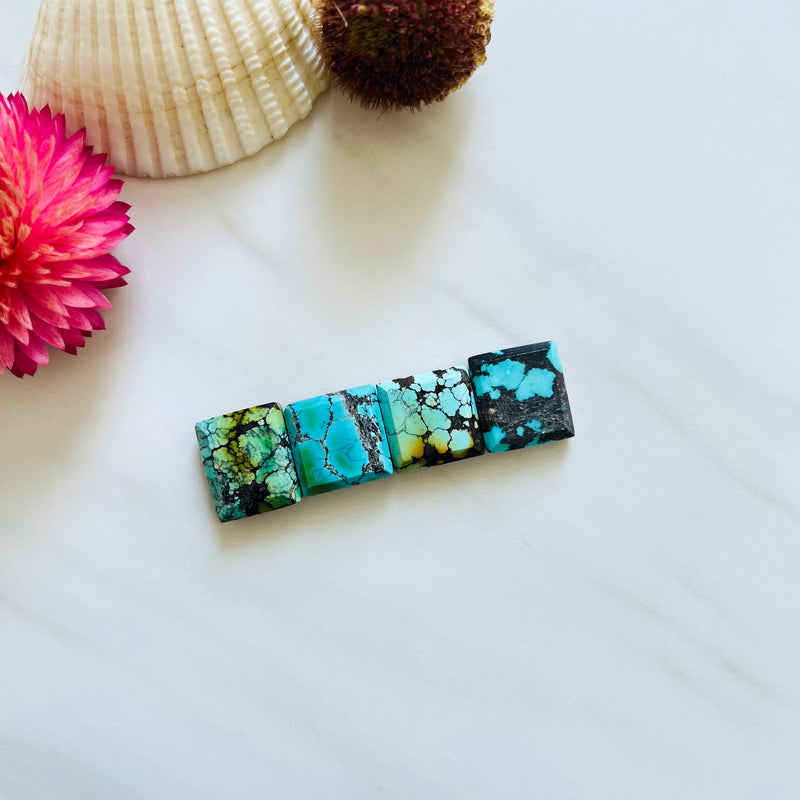 Small Mixed Square Mixed Turquoise, Set of 4 Background