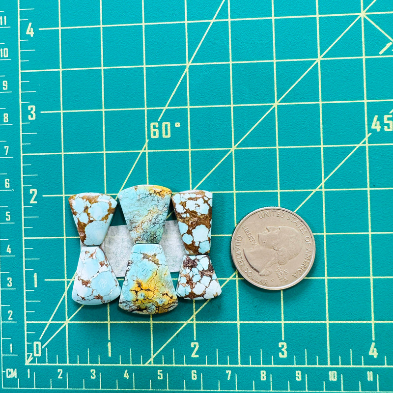 Small Sky Blue Petal Mixed Turquoise, Set of 6 Dimensions