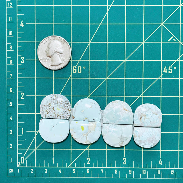 Large Faint Blue Half Moon Sand Hill Turquoise, Set of 8 Dimensions
