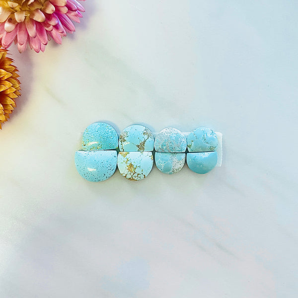 Speckled Turquoise Porcelain Crescent Moon Beads with 2mm Ho