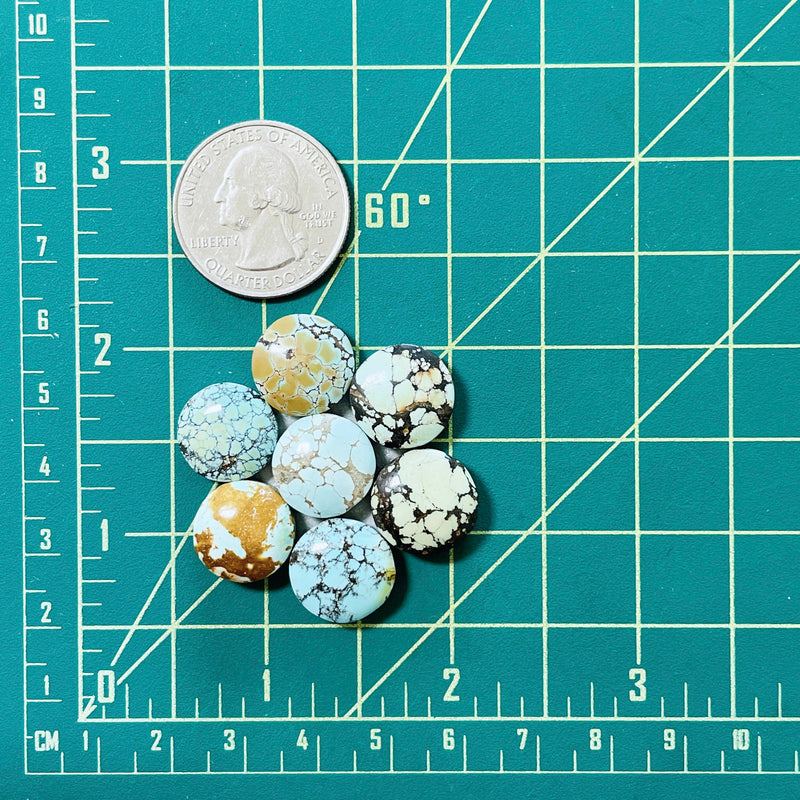 Medium Mixed Round Mixed Turquoise, Set of 7 Dimensions