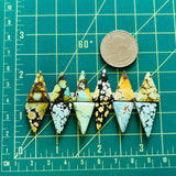 Medium Mixed Triangle Mixed Turquoise, Set of 12 Dimensions