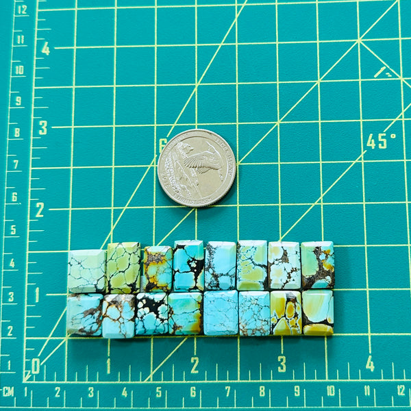Small Mixed Bar Mixed Turquoise, Set of 16 Dimensions