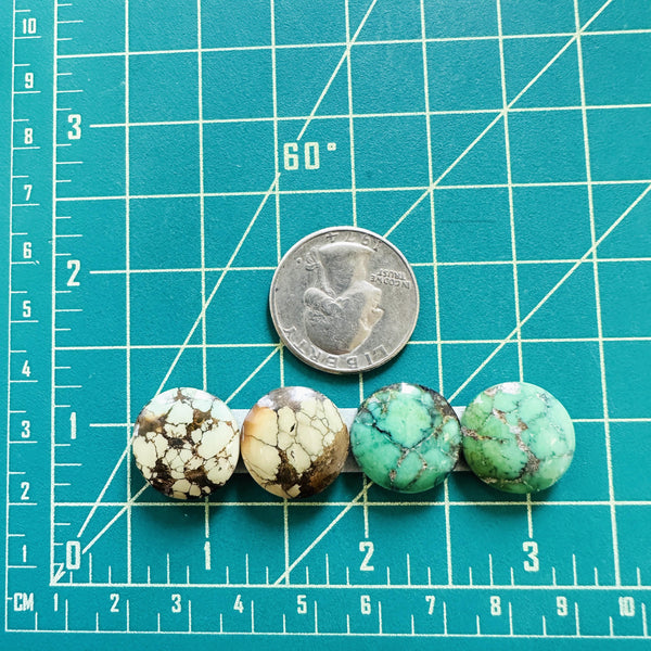 Medium Mixed Round Mixed Turquoise, Set of 4 Dimensions