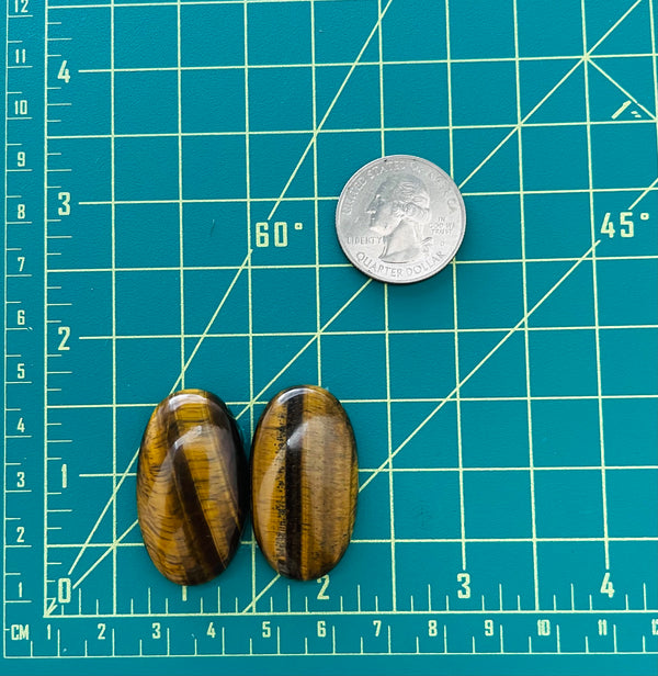 Large Earth Brown Oval Tiger Eye Crystal, Set of 2 Dimensions