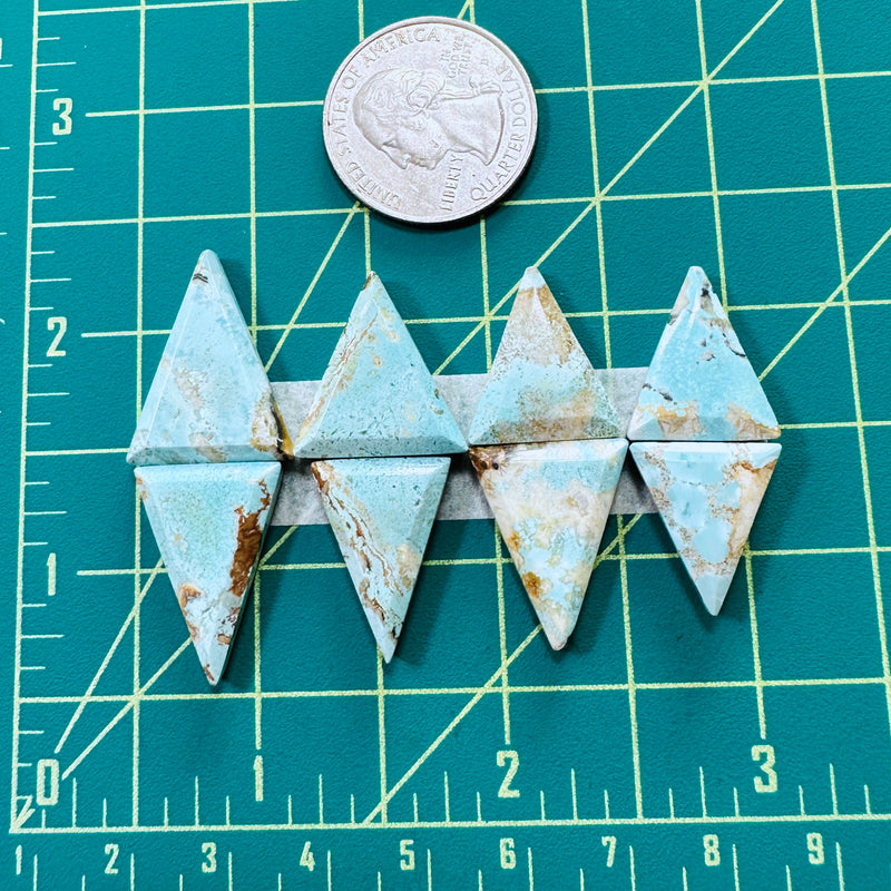 Large Faint Blue Triangle Sand Hill Turquoise, Set of 8 Dimensions