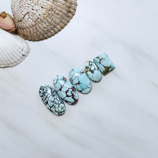 Medium Sky Blue Mixed Sand Hill Turquoise, Set of 5 Background