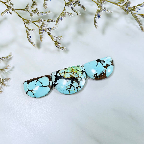 Large Faint Blue Half Moon Wild Horse Turquoise, Set of 3 Background